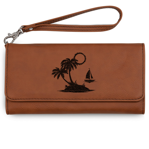 Custom Tropical Sunset Ladies Leatherette Wallet - Laser Engraved