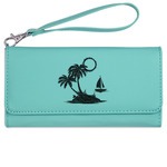 Tropical Sunset Ladies Leatherette Wallet - Laser Engraved- Teal