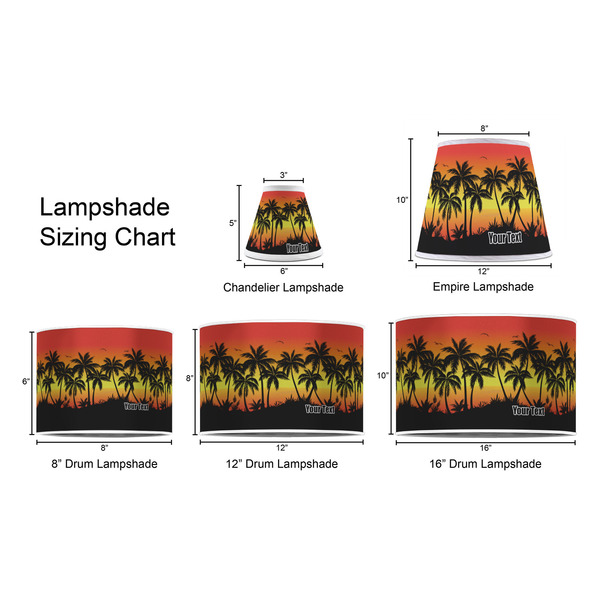 Tropical Sunset Lampshade Sizing Chart