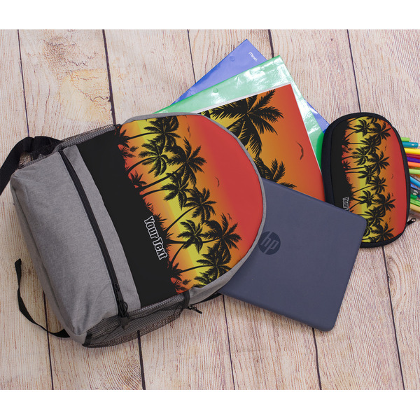 Tropical Sunset Large Backpack - Gray - With Stuff