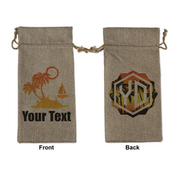 Tropical Sunset Large Burlap Gift Bag - Front & Back (Personalized)