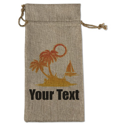 Tropical Sunset Large Burlap Gift Bag - Front (Personalized)