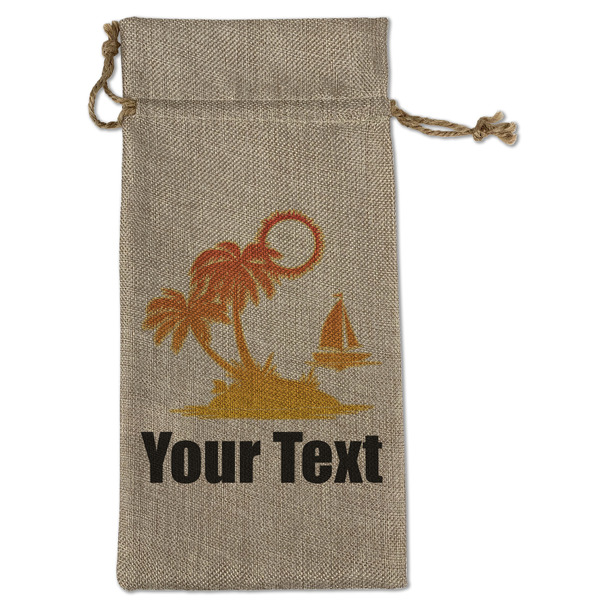 Custom Tropical Sunset Large Burlap Gift Bag - Front (Personalized)
