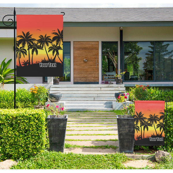 Custom Tropical Sunset Large Garden Flag - Single Sided (Personalized)