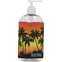 Tropical Sunset Plastic Soap / Lotion Dispenser (16 oz - Large - White) (Personalized)