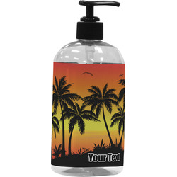 Tropical Sunset Plastic Soap / Lotion Dispenser (16 oz - Large - Black) (Personalized)