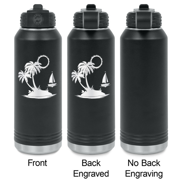 Tropical Sunset Laser Engraved Water Bottles - 2 Styles - Front & Back View