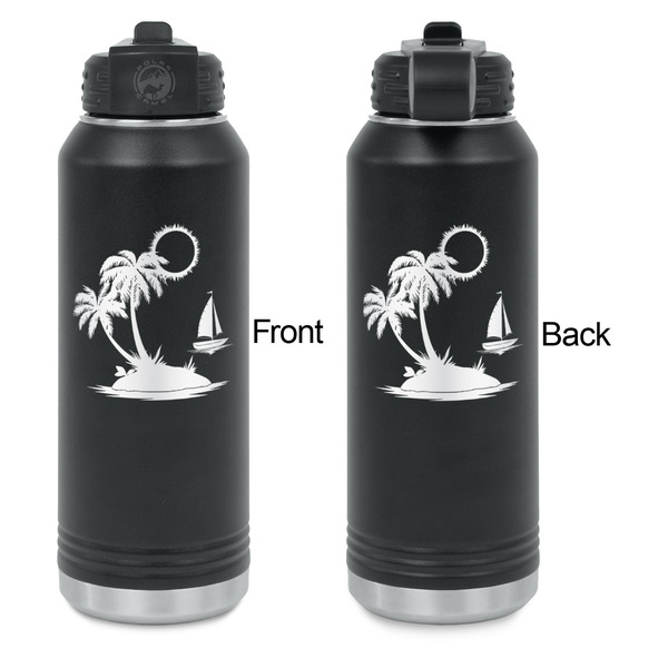 Tropical Sunset Laser Engraved Water Bottles - Front & Back Engraving - Front & Back View