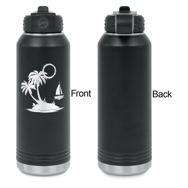 Tropical Sunset Laser Engraved Water Bottles - Front Engraving - Front & Back View