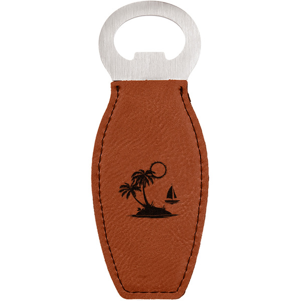 Custom Tropical Sunset Leatherette Bottle Opener - Double Sided