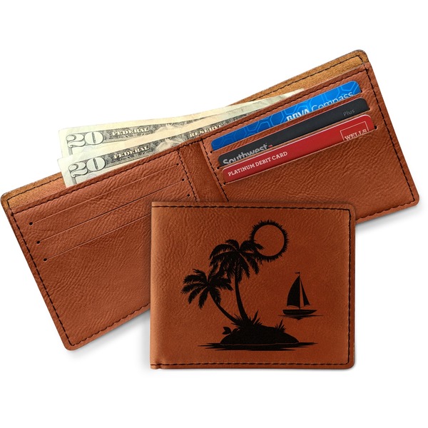 Tropical Sunset Leather Bifold Wallet - Main