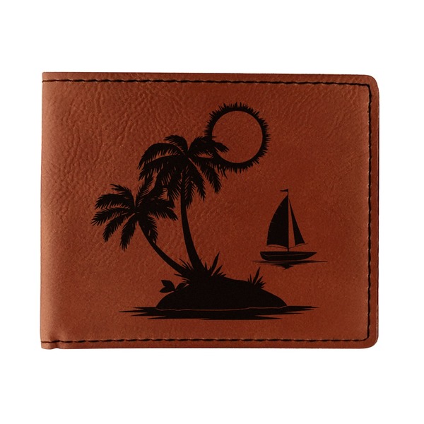 Custom Tropical Sunset Leatherette Bifold Wallet - Double Sided (Personalized)