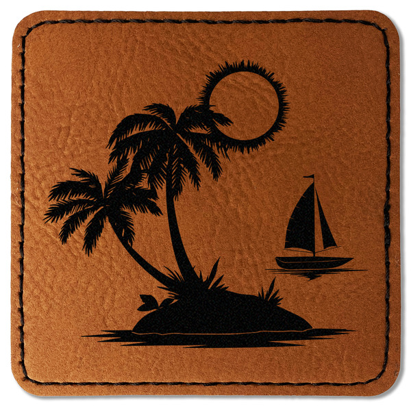 Custom Tropical Sunset Faux Leather Iron On Patch - Square
