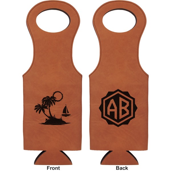 Tropical Sunset Leatherette Wine Tote Double Sided - Front and Back