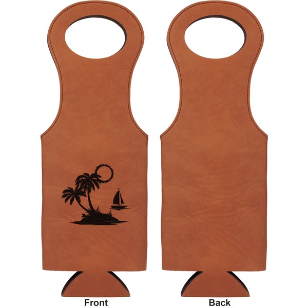 Tropical Sunset Leatherette Wine Tote Single Sided - Front and Back