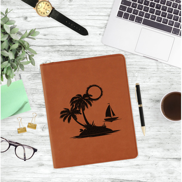 Tropical Sunset Leatherette Zipper Portfolio - Lifestyle Photo