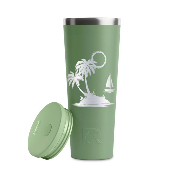 Tropical Sunset Light Green RTIC Everyday Tumbler - 28 oz. - Lid Off