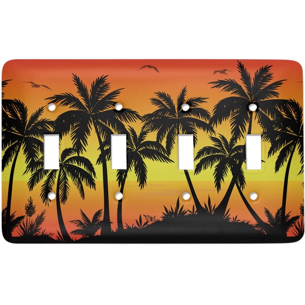 Custom Tropical Sunset Light Switch Cover (4 Toggle Plate)