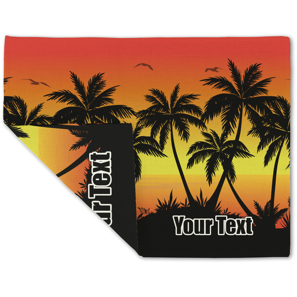 Custom Tropical Sunset Double-Sided Linen Placemat - Single w/ Name or Text