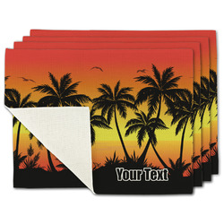 Tropical Sunset Single-Sided Linen Placemat - Set of 4 w/ Name or Text