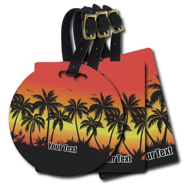 Custom Tropical Sunset Plastic Luggage Tag (Personalized)