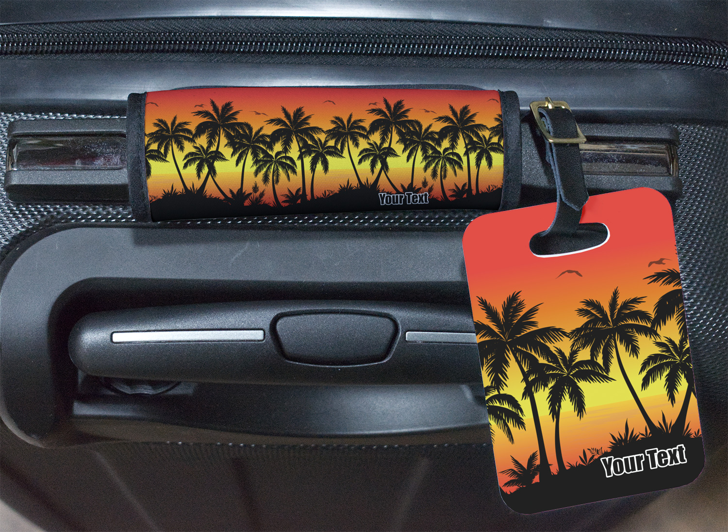 Tropical Sunset Plastic Luggage Tag (Personalized) YouCustomizeIt
