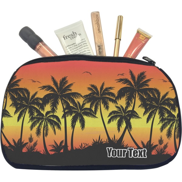 Custom Tropical Sunset Makeup / Cosmetic Bag - Medium (Personalized)