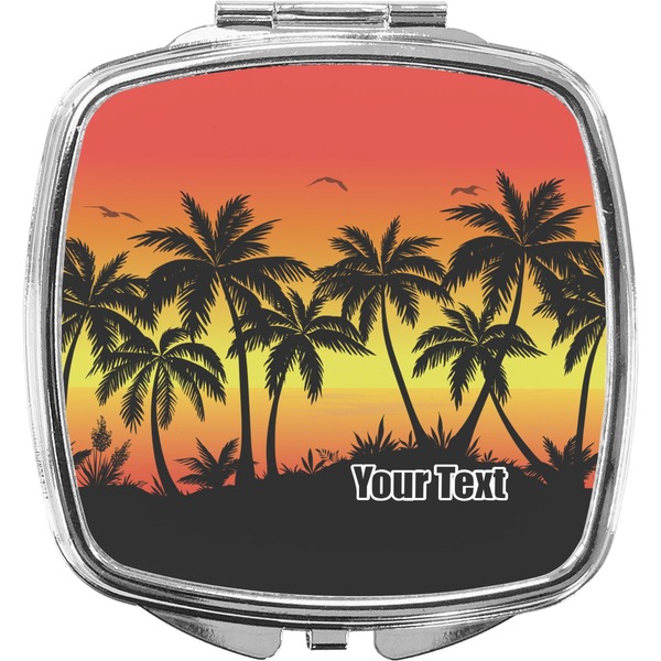 Custom Tropical Sunset Compact Makeup Mirror (Personalized)