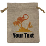 Tropical Sunset Medium Burlap Gift Bag - Front (Personalized)