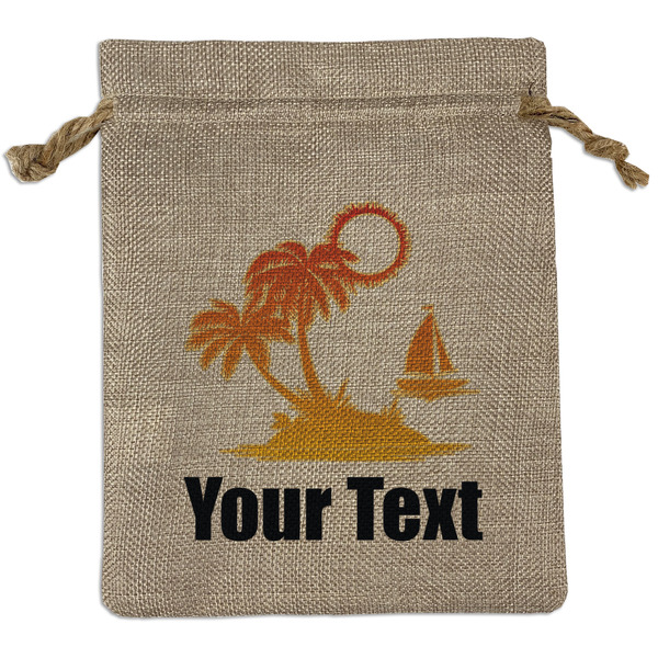 Custom Tropical Sunset Burlap Gift Bag (Personalized)