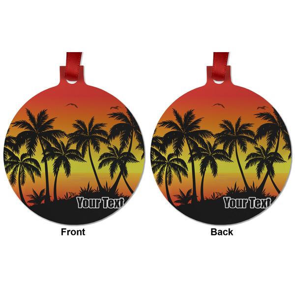 Tropical Sunset Metal Ball Ornament - Front and Back