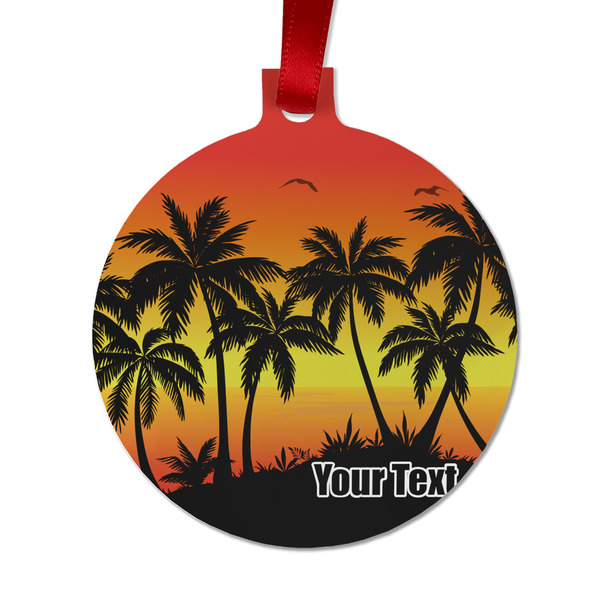 Custom Tropical Sunset Metal Ball Ornament - Double Sided w/ Name or Text