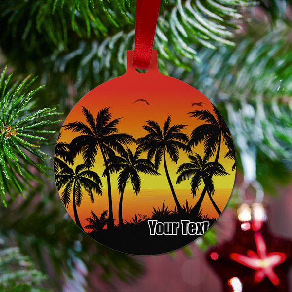 Tropical Sunset Metal Ball Ornament - Lifestyle