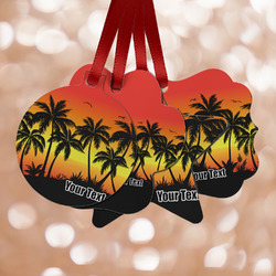 Tropical Sunset Metal Ornaments - Double Sided w/ Name or Text