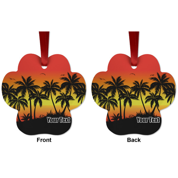 Tropical Sunset Metal Paw Ornament - Front and Back