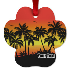 Tropical Sunset Metal Paw Ornament - Double Sided w/ Name or Text