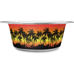 Tropical Sunset Stainless Steel Dog Bowl (Personalized)