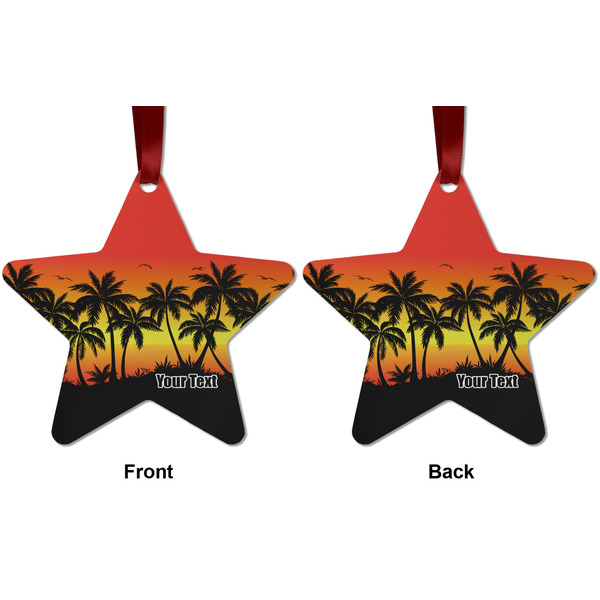 Tropical Sunset Metal Star Ornament - Front and Back