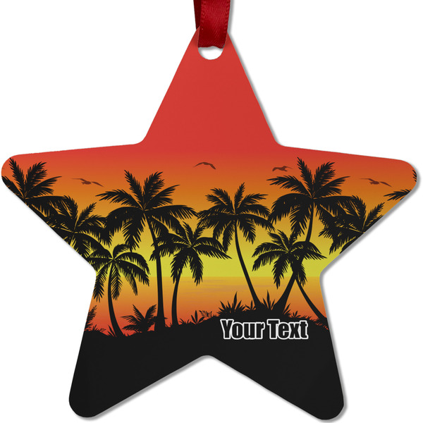 Custom Tropical Sunset Metal Star Ornament - Double Sided w/ Name or Text