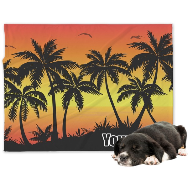 Custom Tropical Sunset Dog Blanket - Large (Personalized)