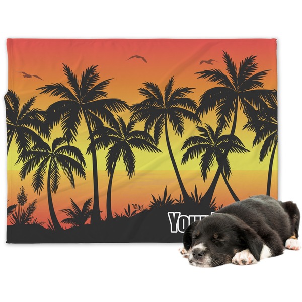Custom Tropical Sunset Dog Blanket (Personalized)