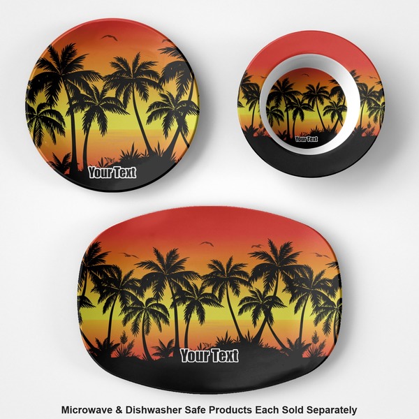 Tropical Sunset Microwave & Dishwasher Safe CP Plastic Dishware - Group