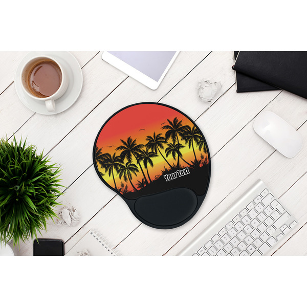 Tropical Sunset Mouse Pad with Wrist Rest - LIFESYTLE 1