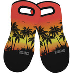 Tropical Sunset Neoprene Oven Mitts - Set of 2 w/ Name or Text