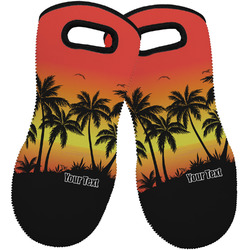 Tropical Sunset Neoprene Oven Mitts - Set of 2 w/ Name or Text
