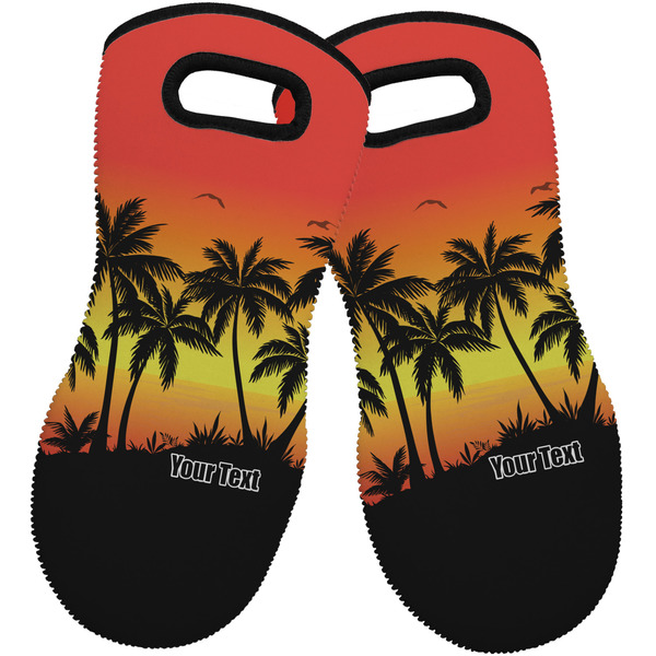 Custom Tropical Sunset Neoprene Oven Mitts - Set of 2 w/ Name or Text