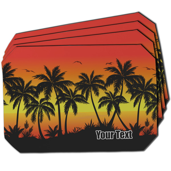 Custom Tropical Sunset Dining Table Mat - Octagon w/ Name or Text