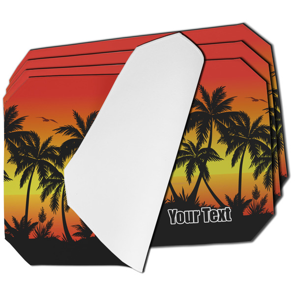 Custom Tropical Sunset Dining Table Mat - Octagon - Set of 4 (Single-Sided) w/ Name or Text