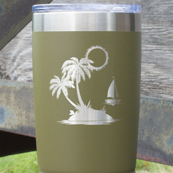 Tropical Sunset 20 oz Stainless Steel Tumbler - Olive - Double Sided (Personalized)
