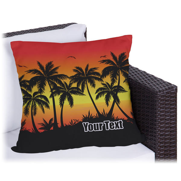 Custom Tropical Sunset Outdoor Pillow - 20" (Personalized)